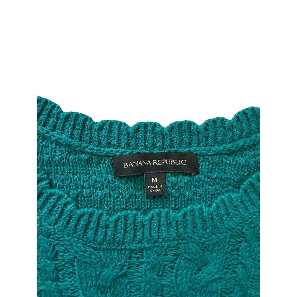 Women's Teal Cable Knit Sweater - Picture 4 of 7